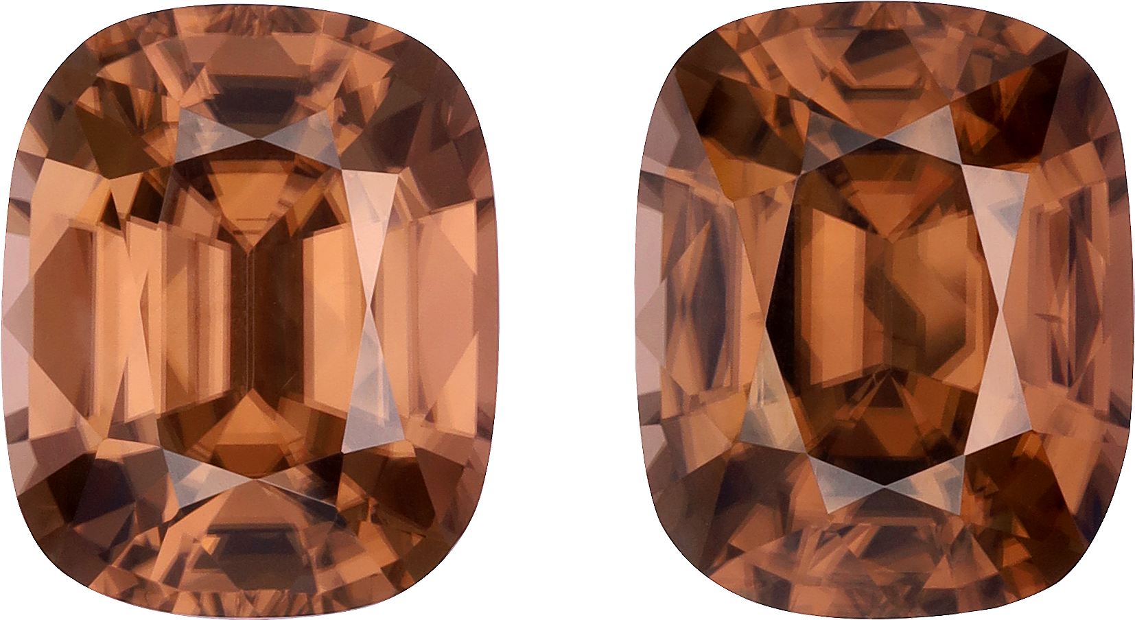 Cushion cut zircon, 13.26 by 10.73 mm, shown at actual size