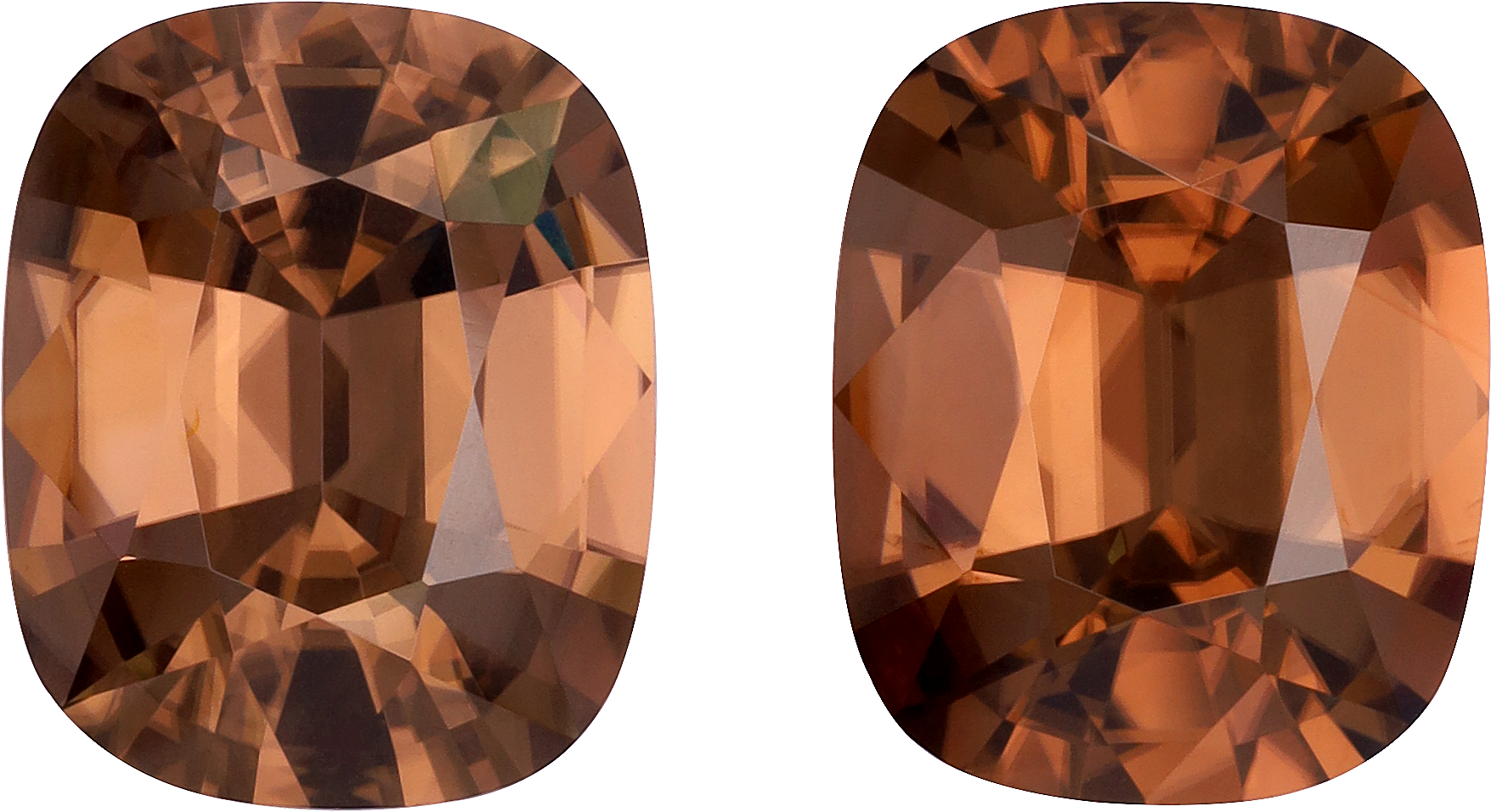 Cushion cut zircon, 13.39 by 10.85 mm, shown at actual size