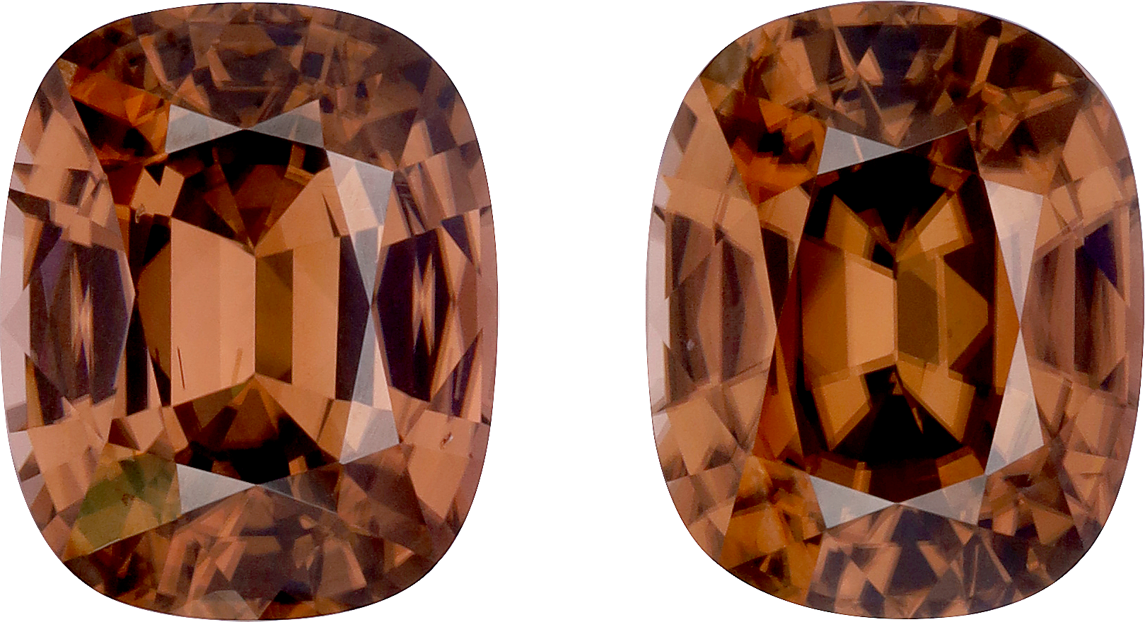 Cushion cut zircon, 12.89 by 10.45 mm, shown at actual size