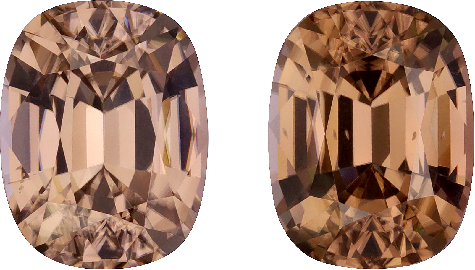 Cushion cut zircon, 13.34 by 10.25 mm, shown at actual size