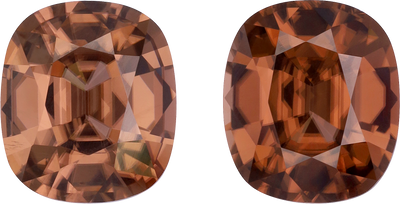 Cushion cut zircon, 12.5 by 10.86 mm, shown at actual size