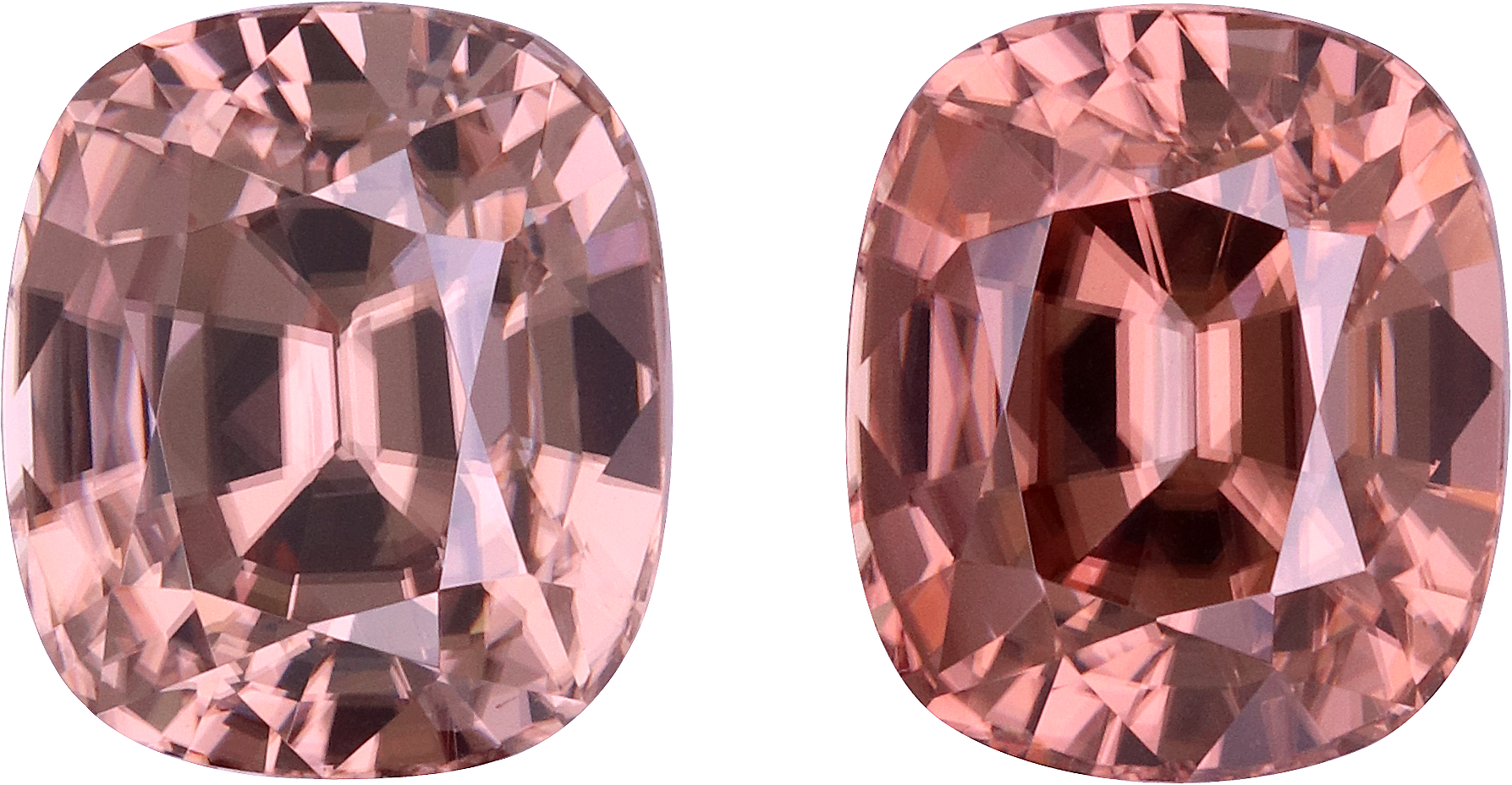 Cushion cut zircon, 10.13 by 8.69 mm, shown at actual size