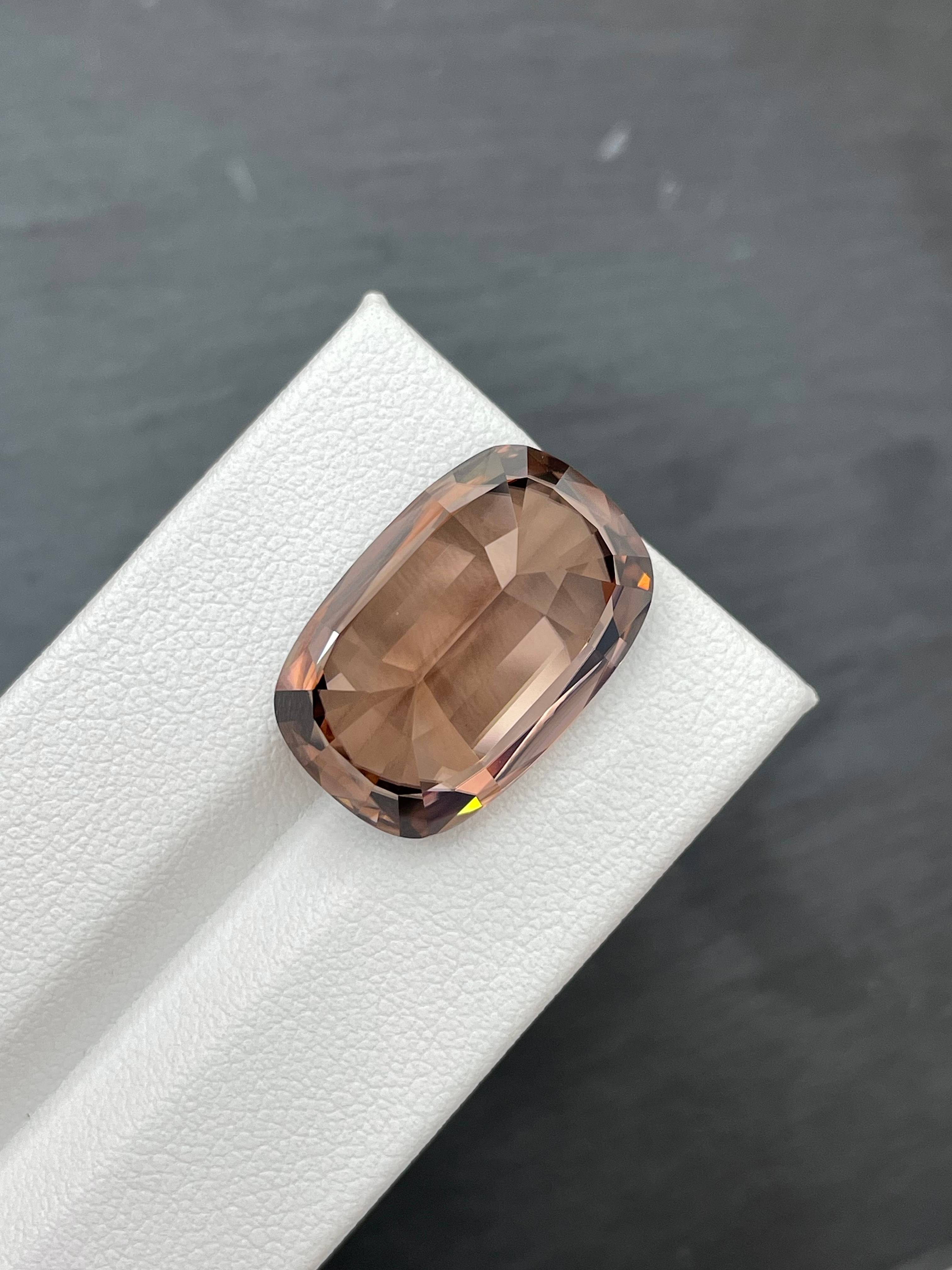 cinnamon brown zircon, 31.71ct cushion cut — view 6