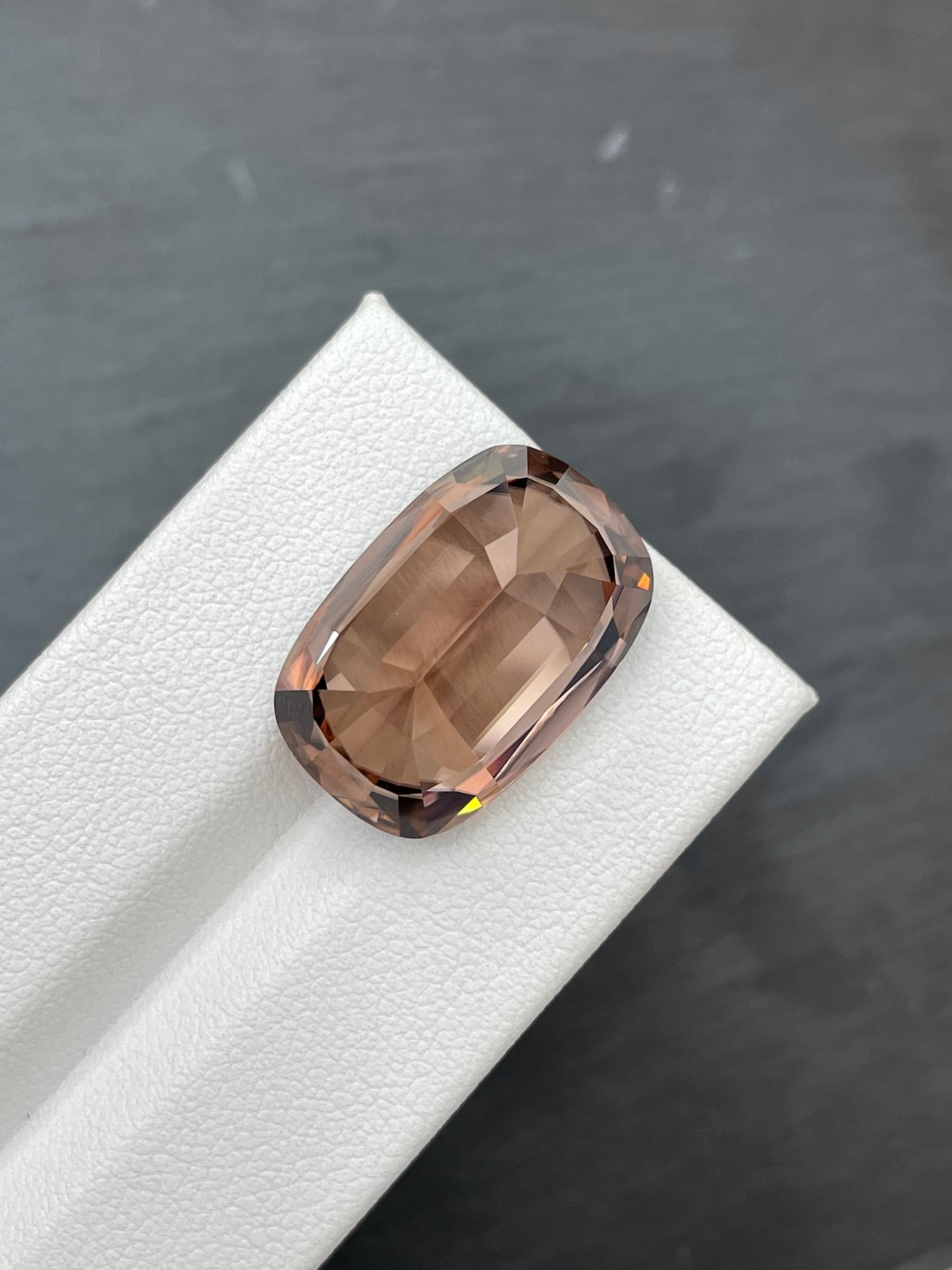 cinnamon brown zircon, 31.71ct cushion cut — view 6