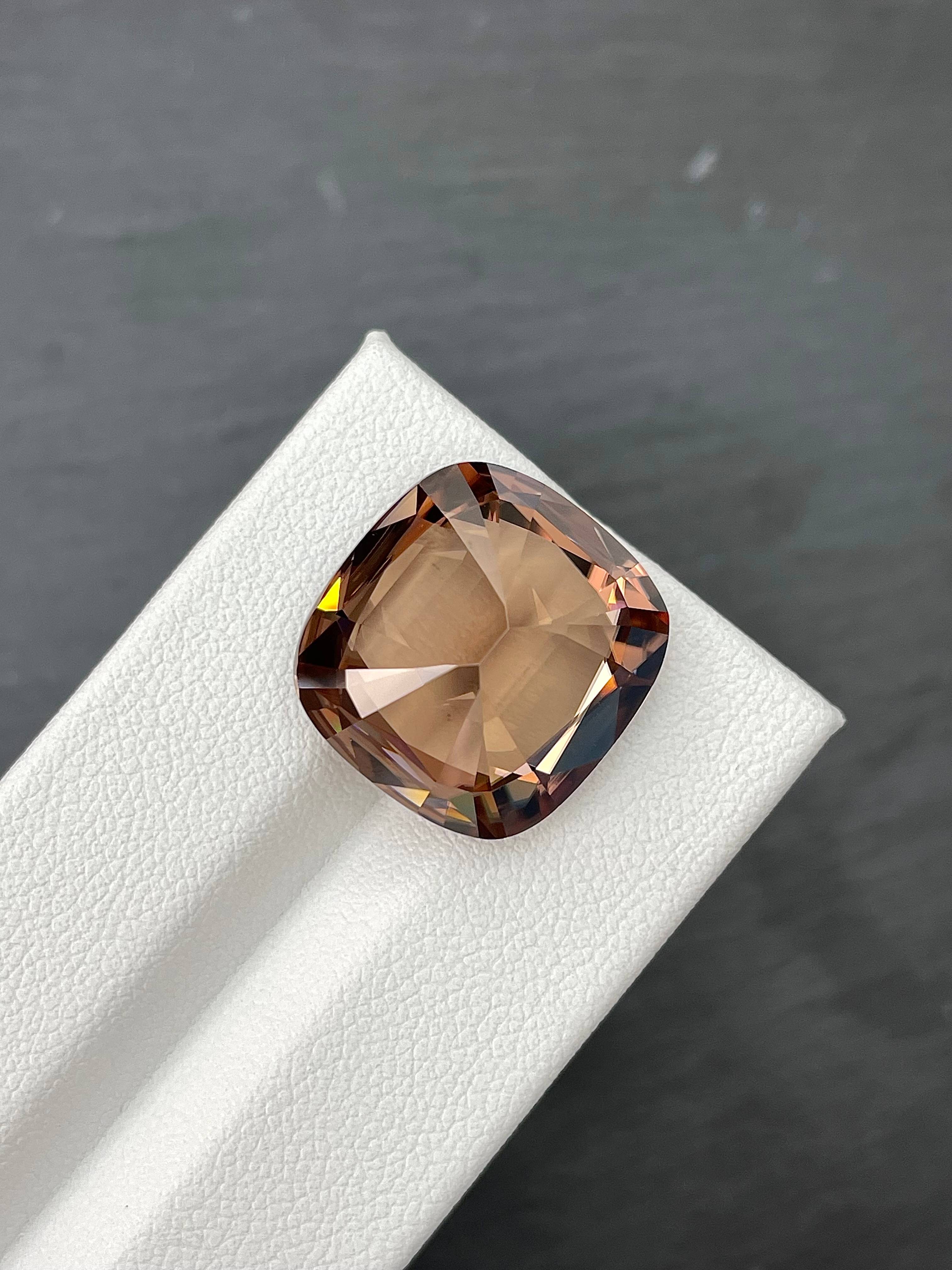 sepia tan zircon, 29.11ct cushion cut — view 6
