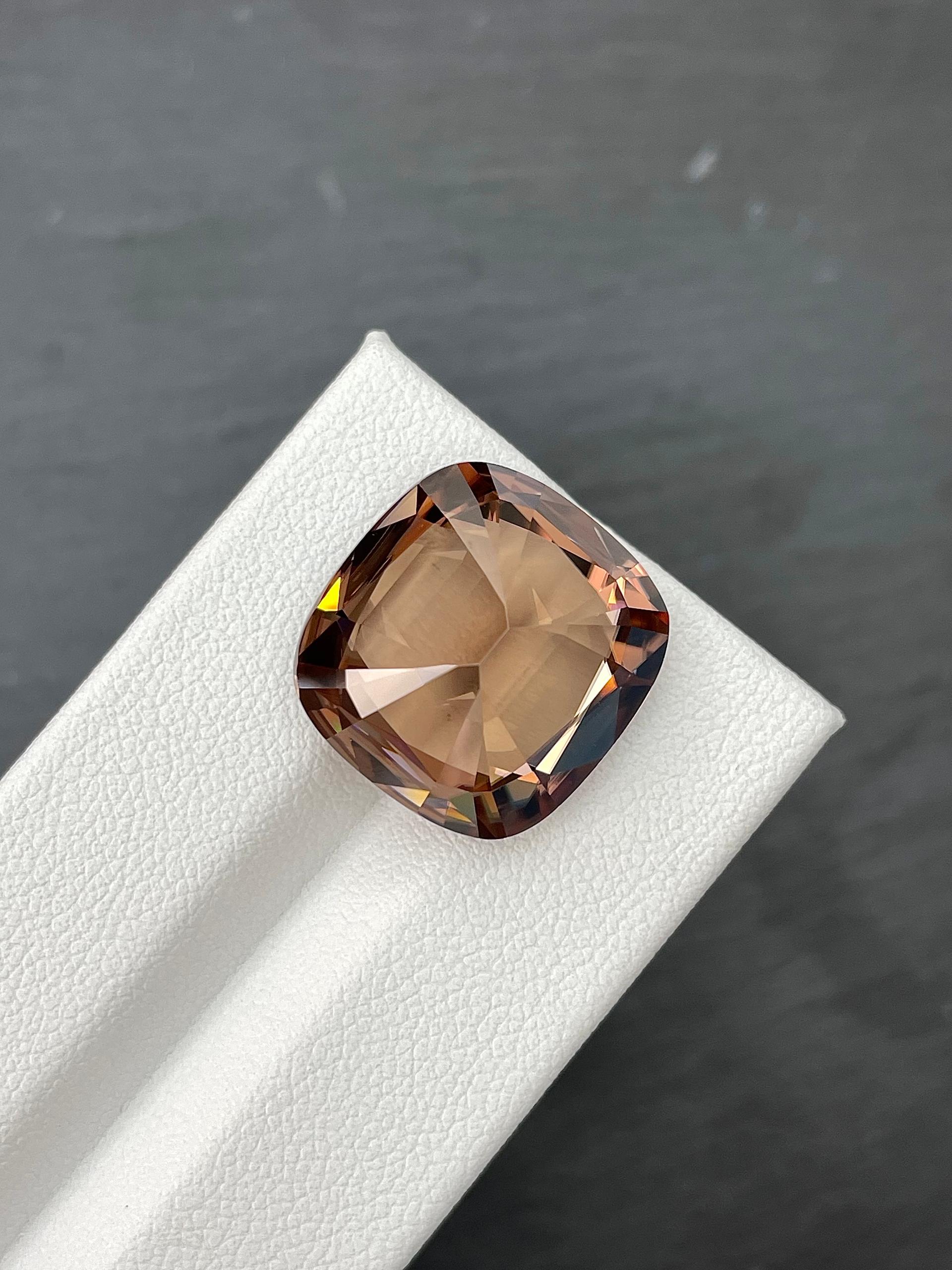 sepia tan zircon, 29.11ct cushion cut — view 6