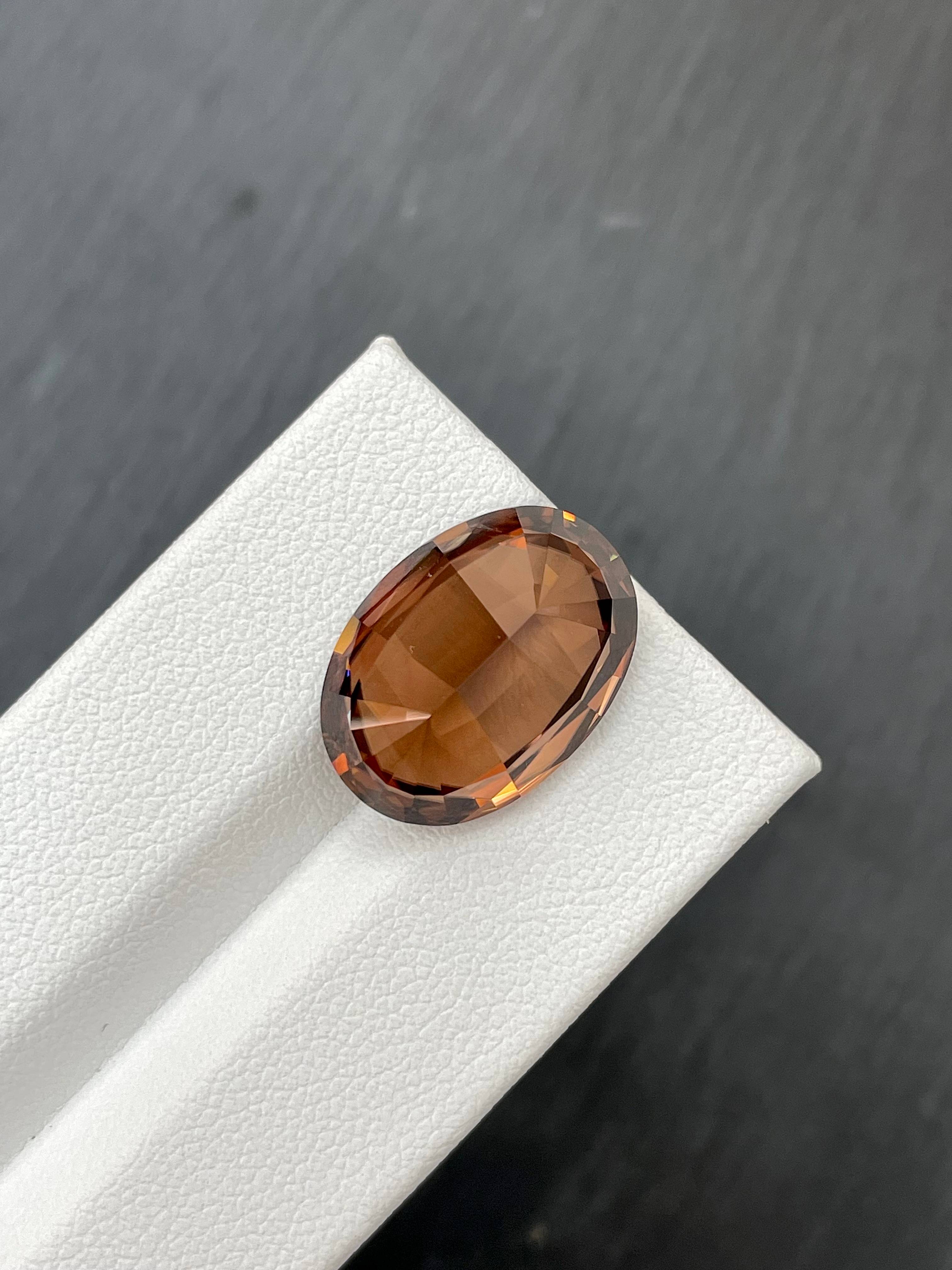 cinnamon brown zircon, 19.43ct oval cut — view 6