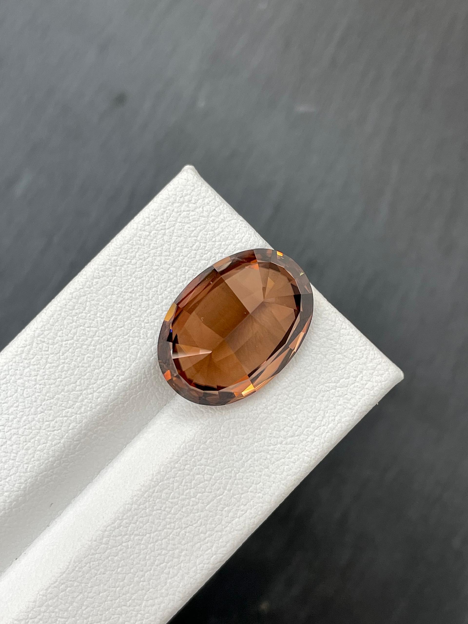 cinnamon brown zircon, 19.43ct oval cut — view 6