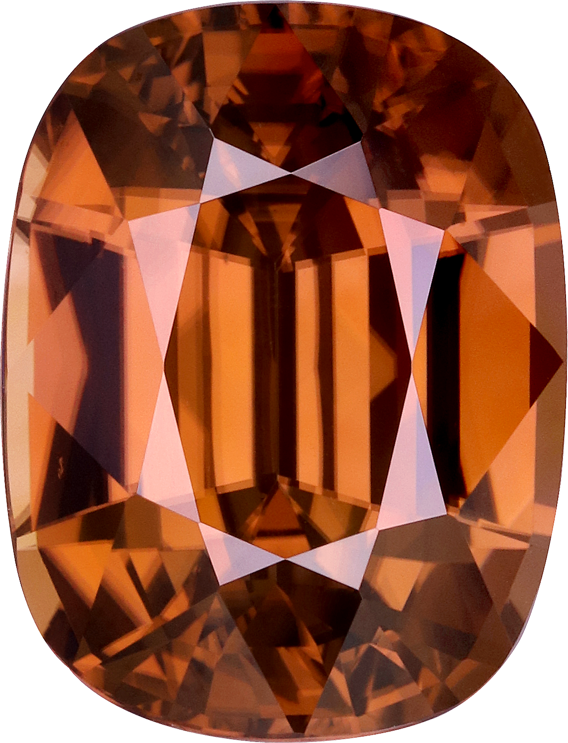 Cushion cut zircon, 16.4 by 12.54 mm, shown at actual size