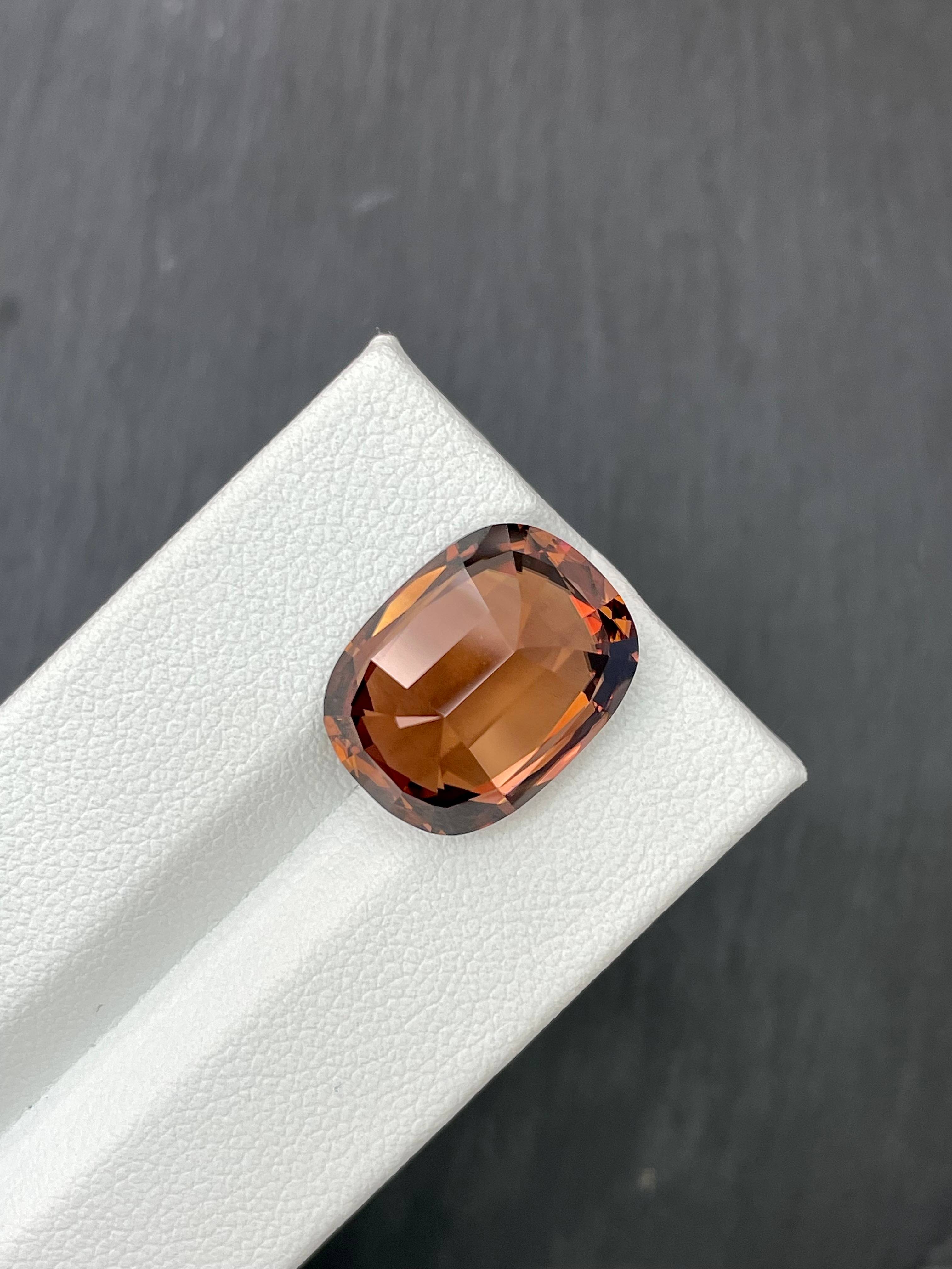 cinnamon brown zircon, 19.08ct cushion cut — view 6
