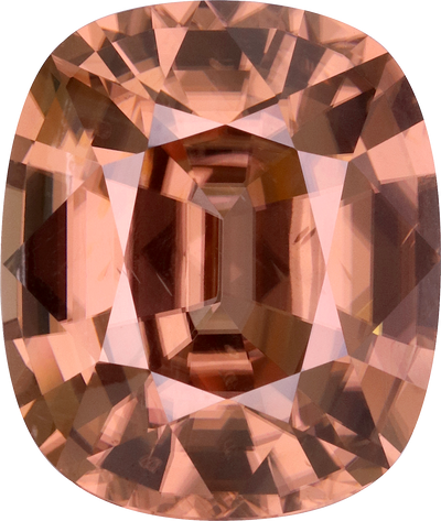 Cushion cut zircon, 15.36 by 13 mm, shown at actual size