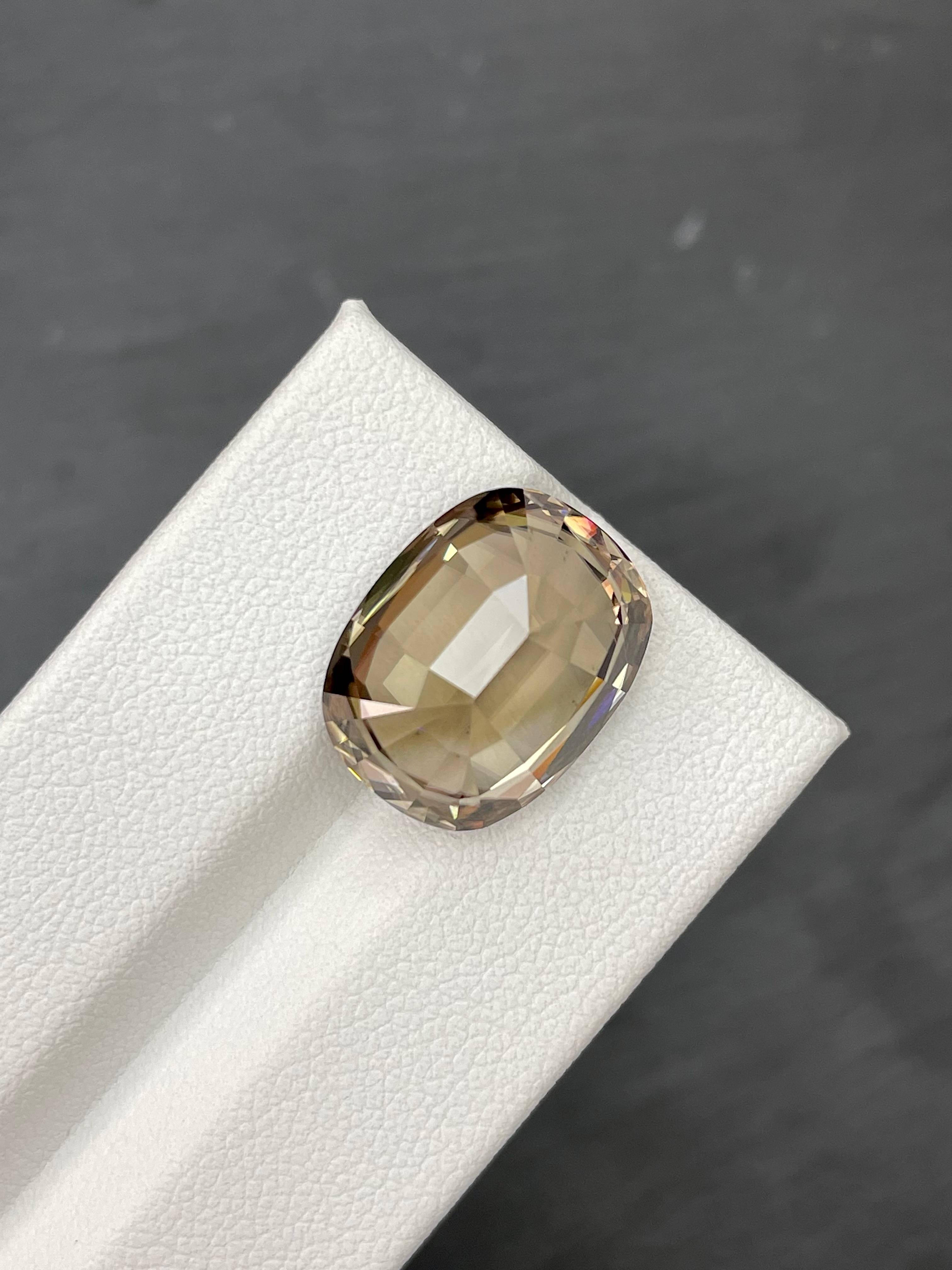 tan zircon, 19.64ct cushion cut — view 6