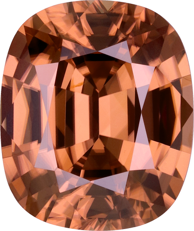 Cushion cut zircon, 14.41 by 12.06 mm, shown at actual size