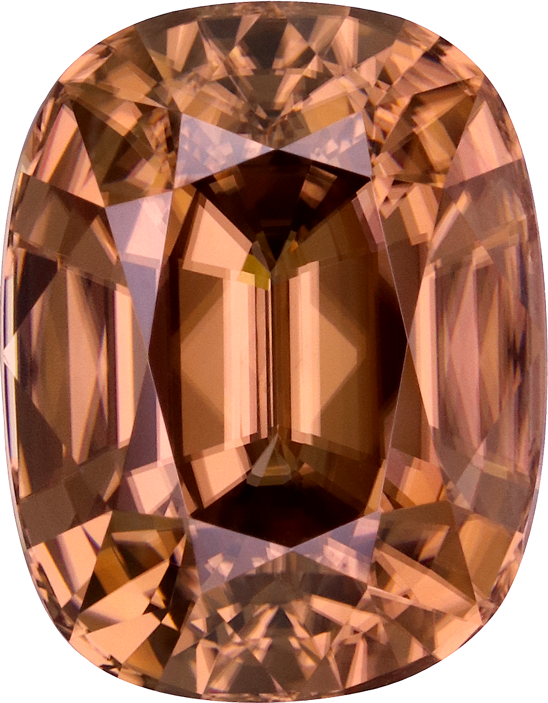 Cushion cut zircon, 13.96 by 10.88 mm, shown at actual size
