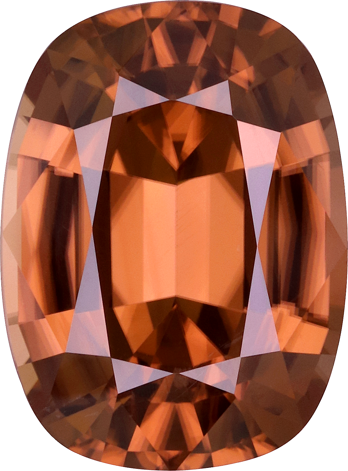 Cushion cut zircon, 13.65 by 10.09 mm, shown at actual size
