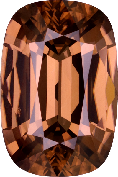 Cushion cut zircon, 13.02 by 8.71 mm, shown at actual size