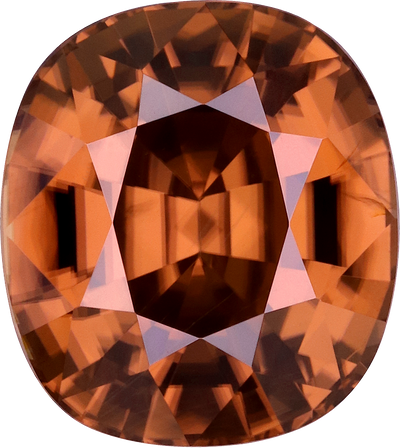 Cushion cut zircon, 11.4 by 10.16 mm, shown at actual size