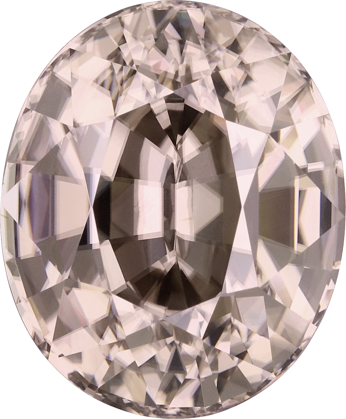 Oval cut tan zircon, 14.21 by 11.75 mm, shown at actual size