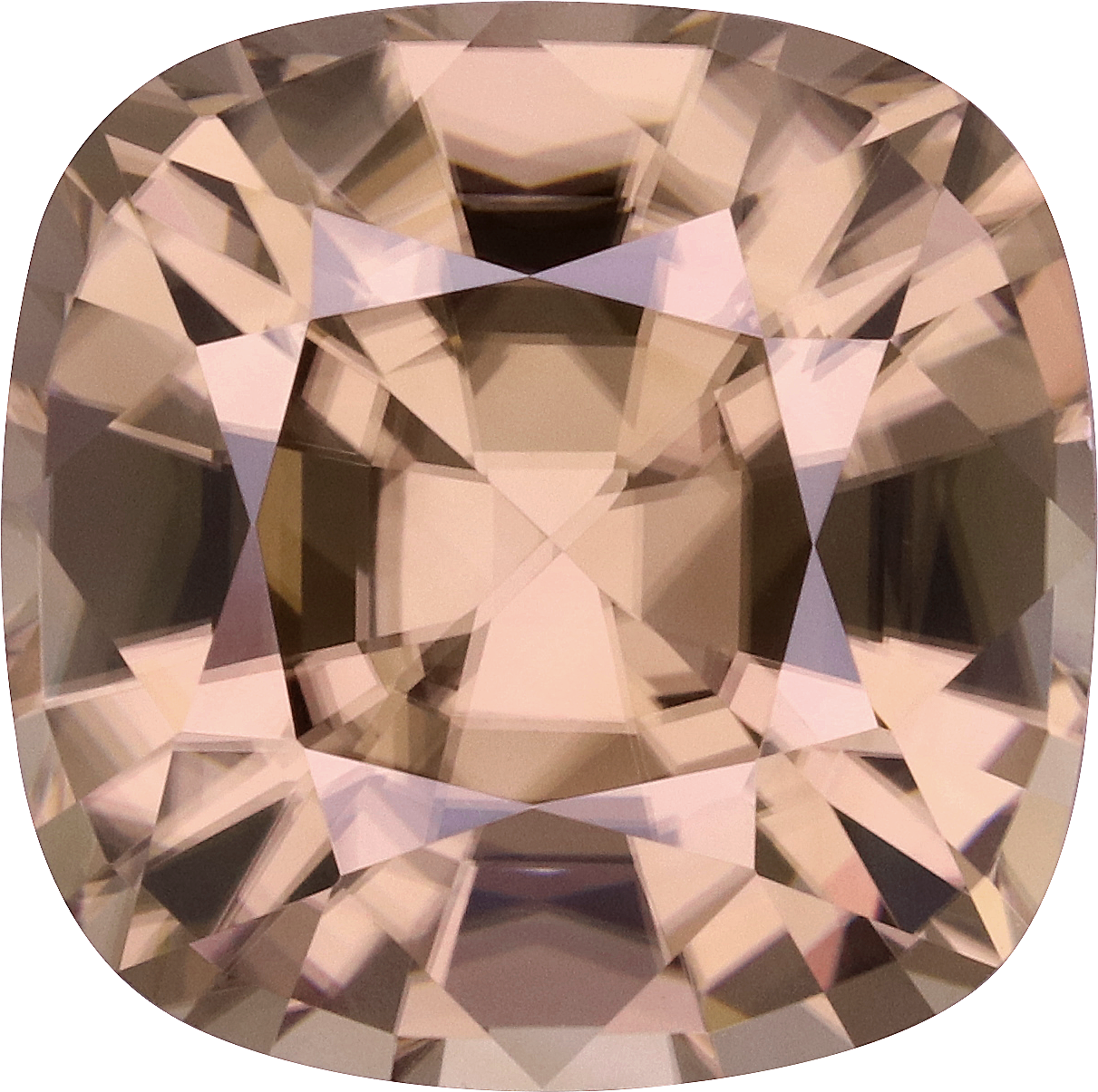 Cushion cut zircon, 11.92 by 11.85 mm, shown at actual size