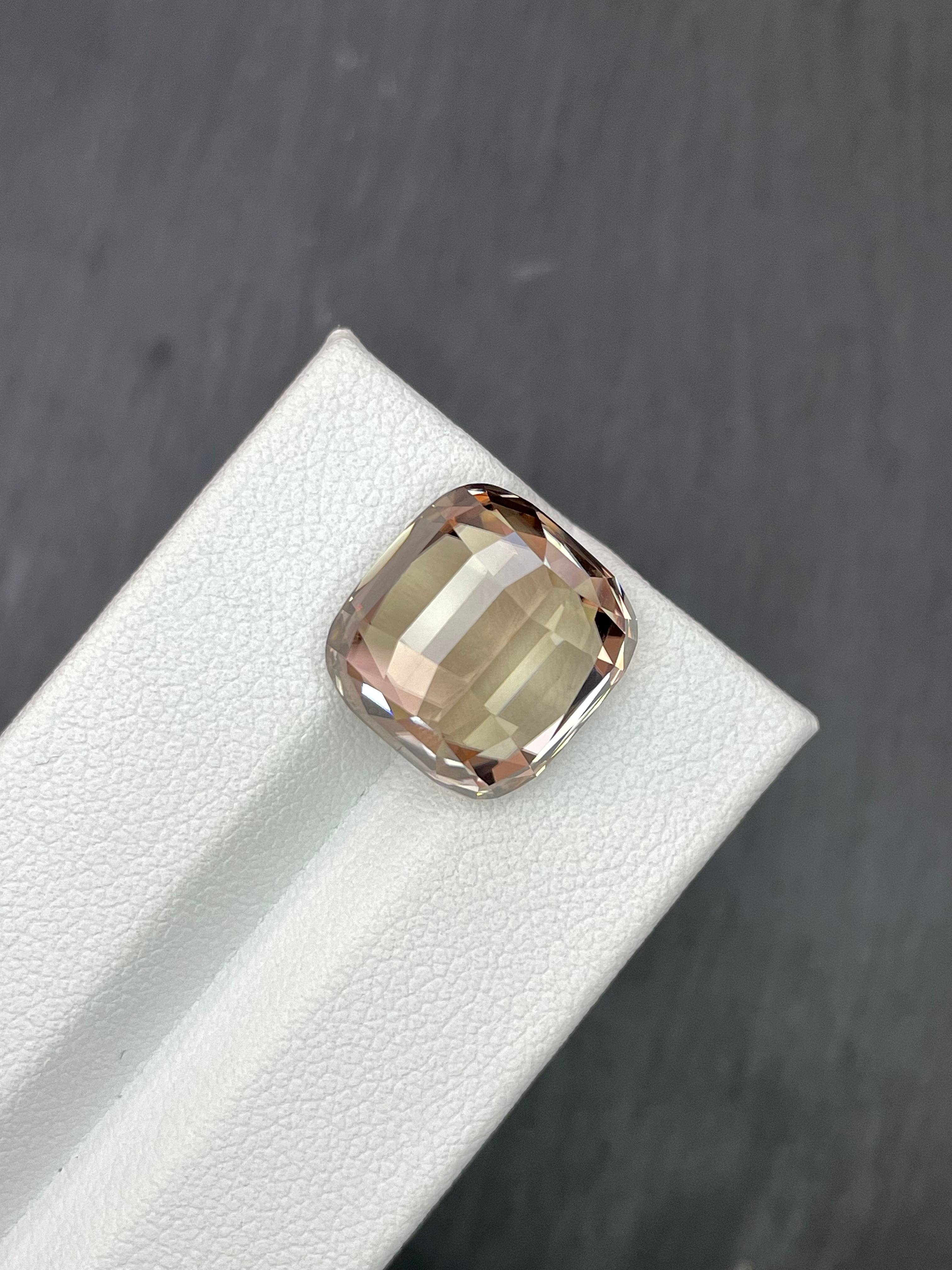 tan zircon, 21.64ct cushion cut — view 6