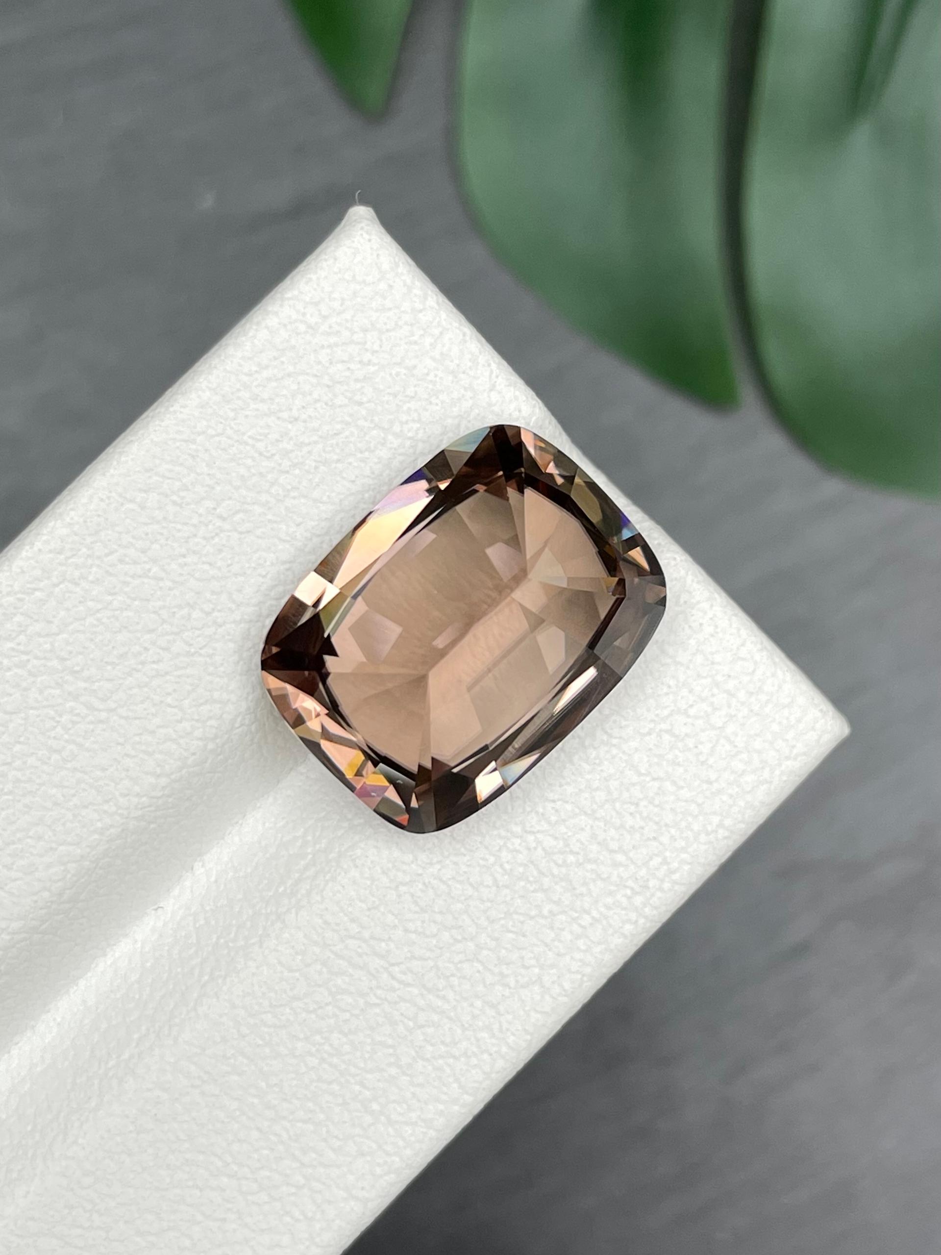 sepia tan zircon, 19.78ct cushion cut — view 6