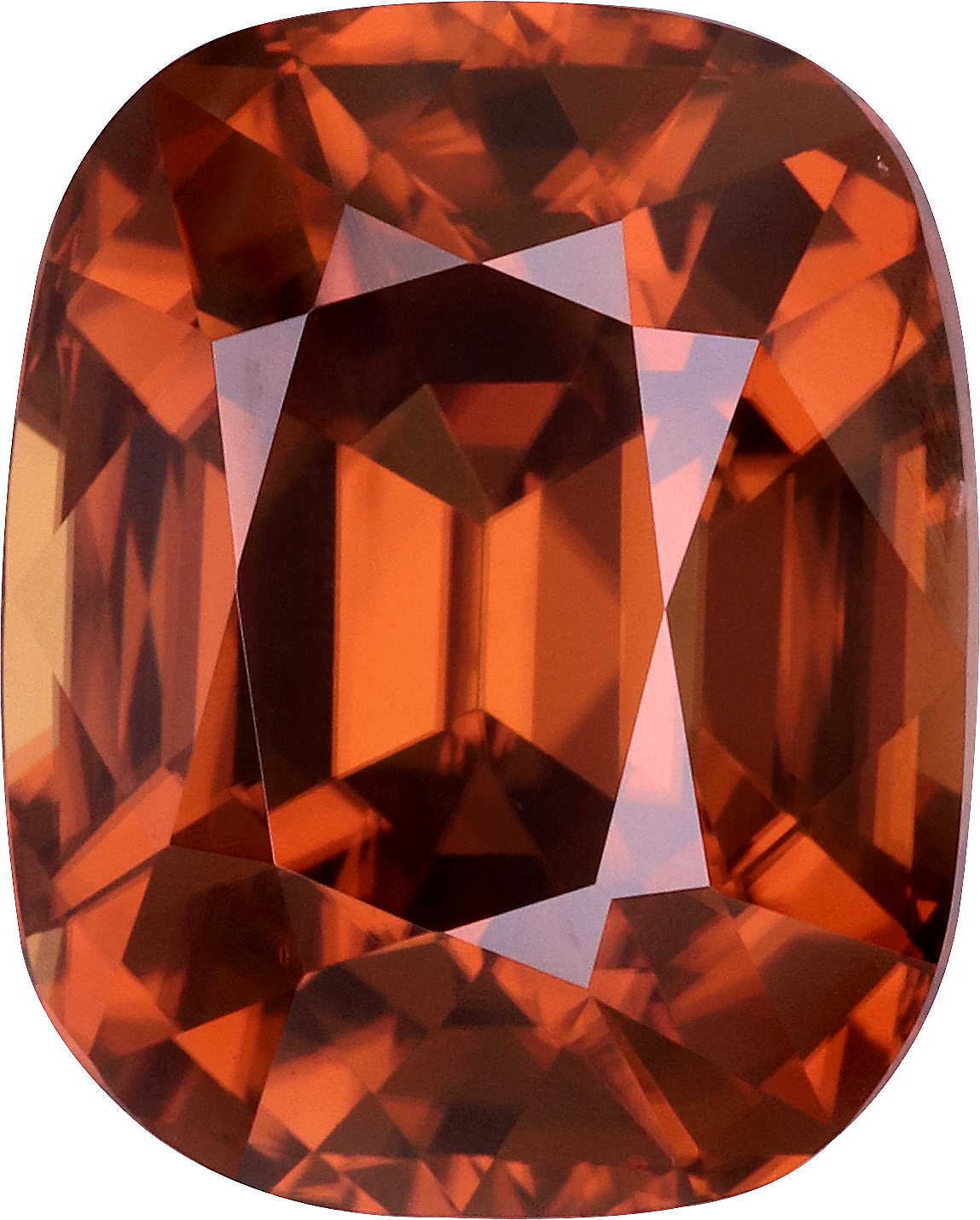 Cushion cut zircon, 11.38 by 9.16 mm, shown at actual size