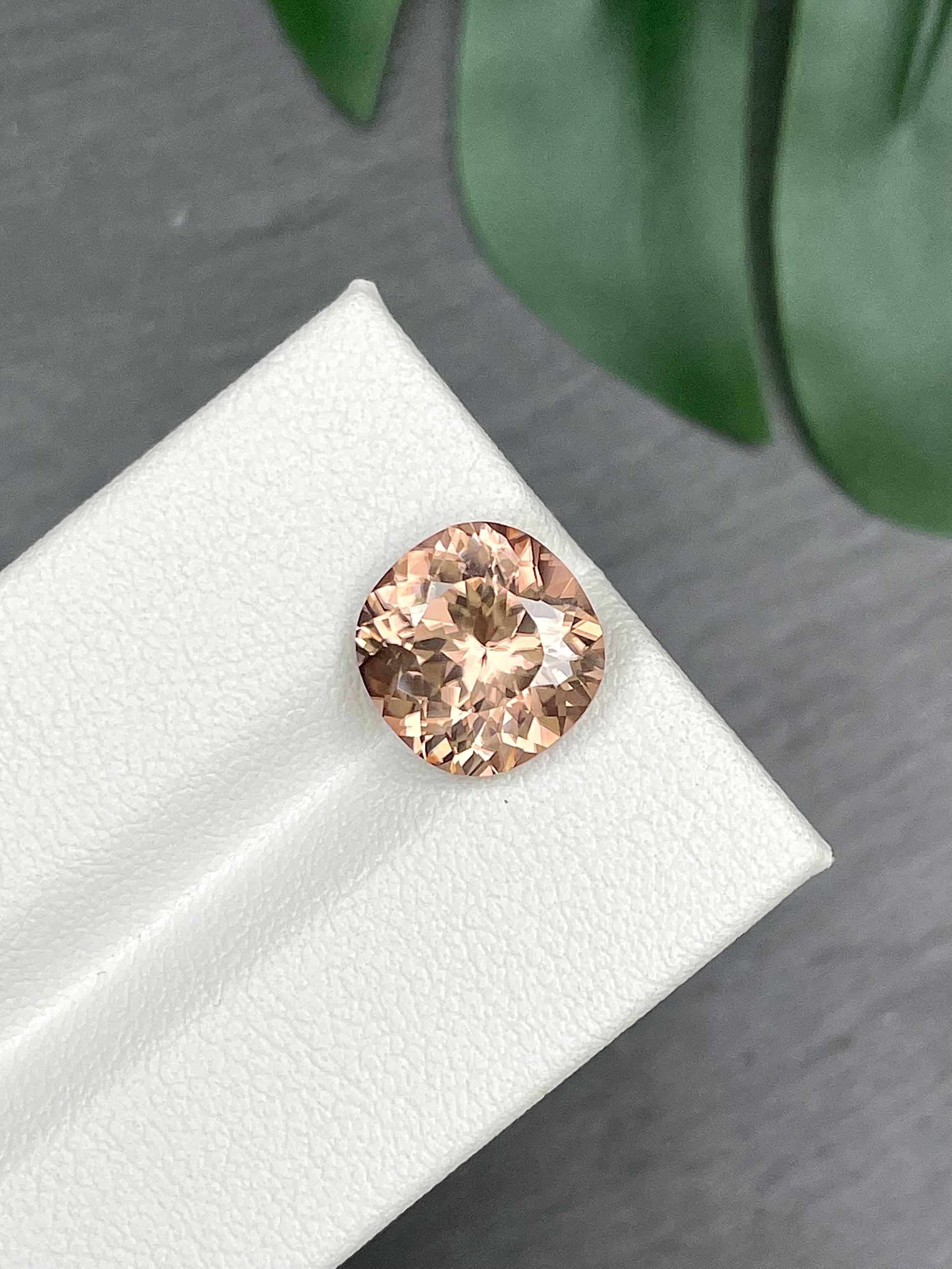 latte tan tan zircon, 5.76ct cushion cut — view 5