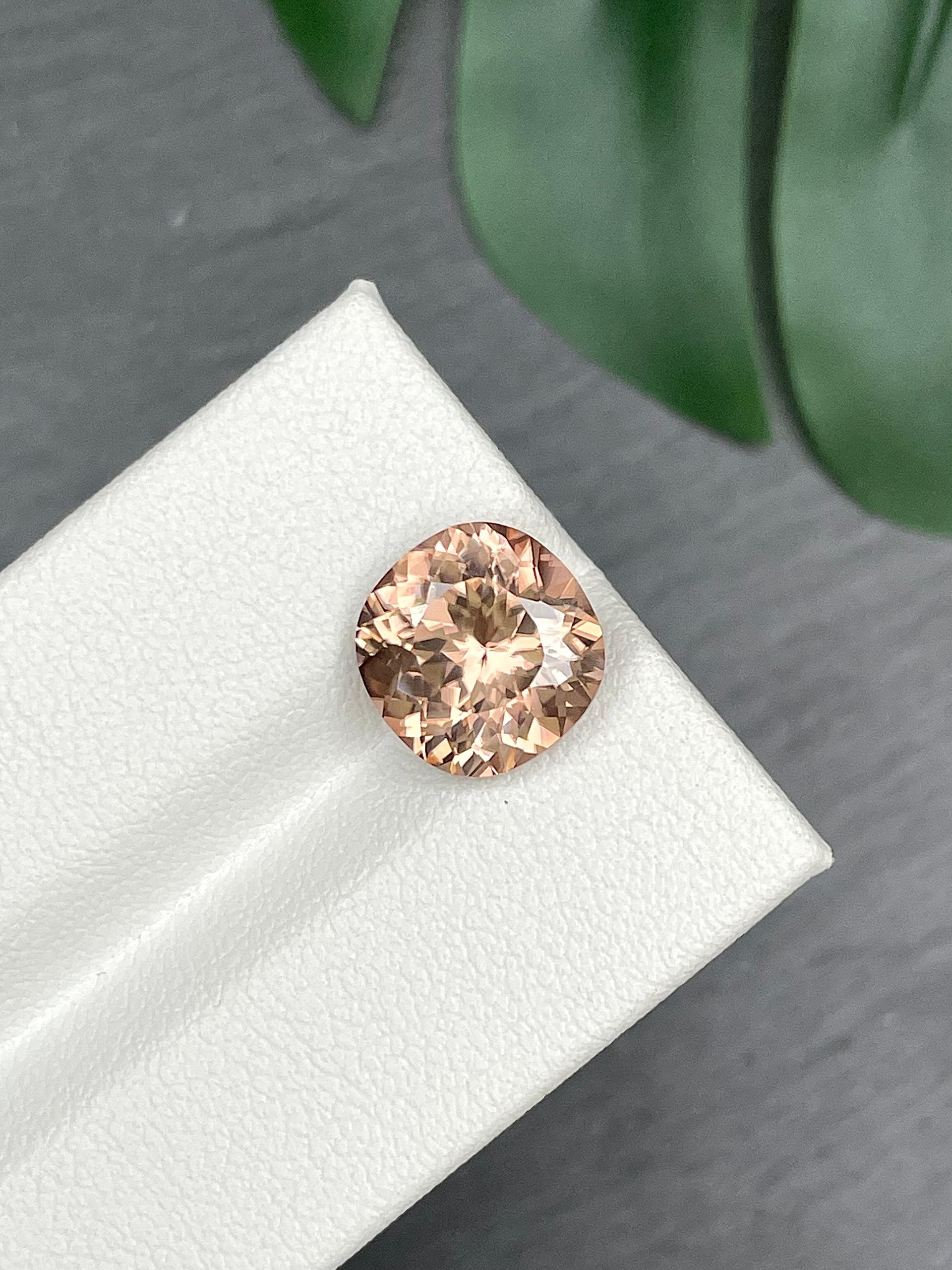 latte tan tan zircon, 5.76ct cushion cut — view 5