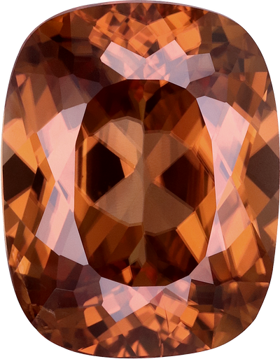 Cushion cut zircon, 11.17 by 8.7 mm, shown at actual size