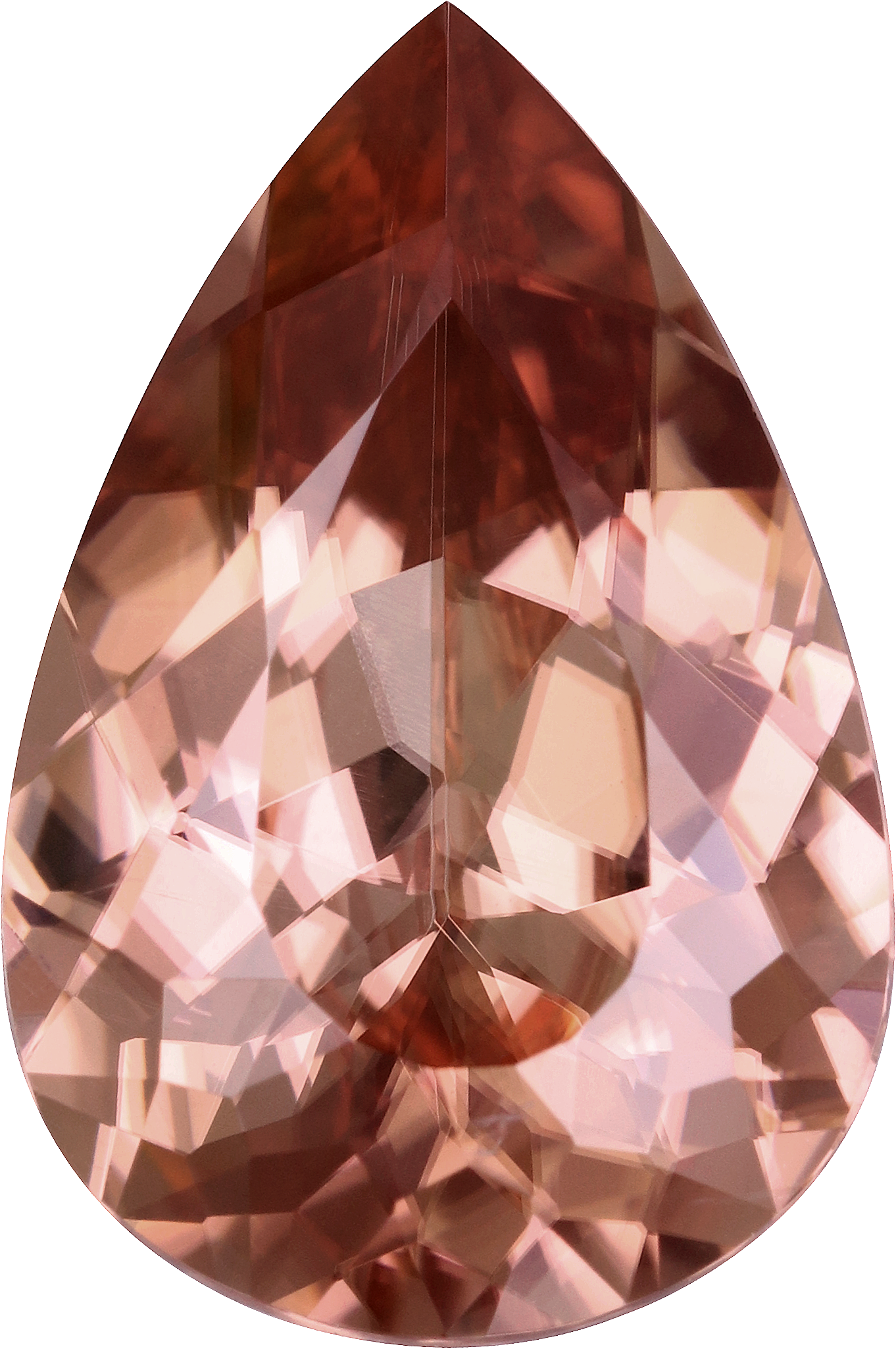 Pear cut zircon, 13.18 by 8.72 mm, shown at actual size
