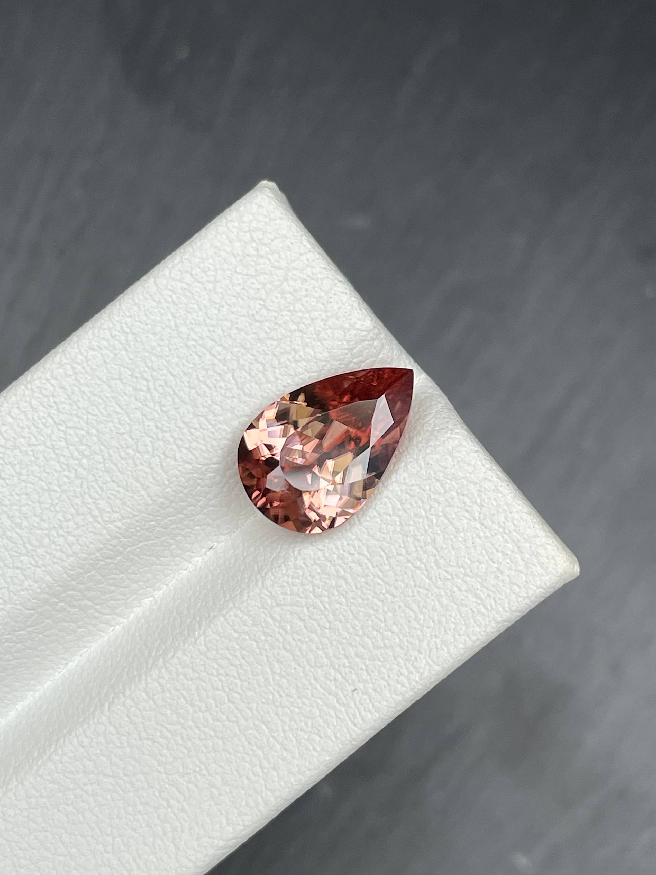 pink zircon, 4.93ct pear cut — view 5
