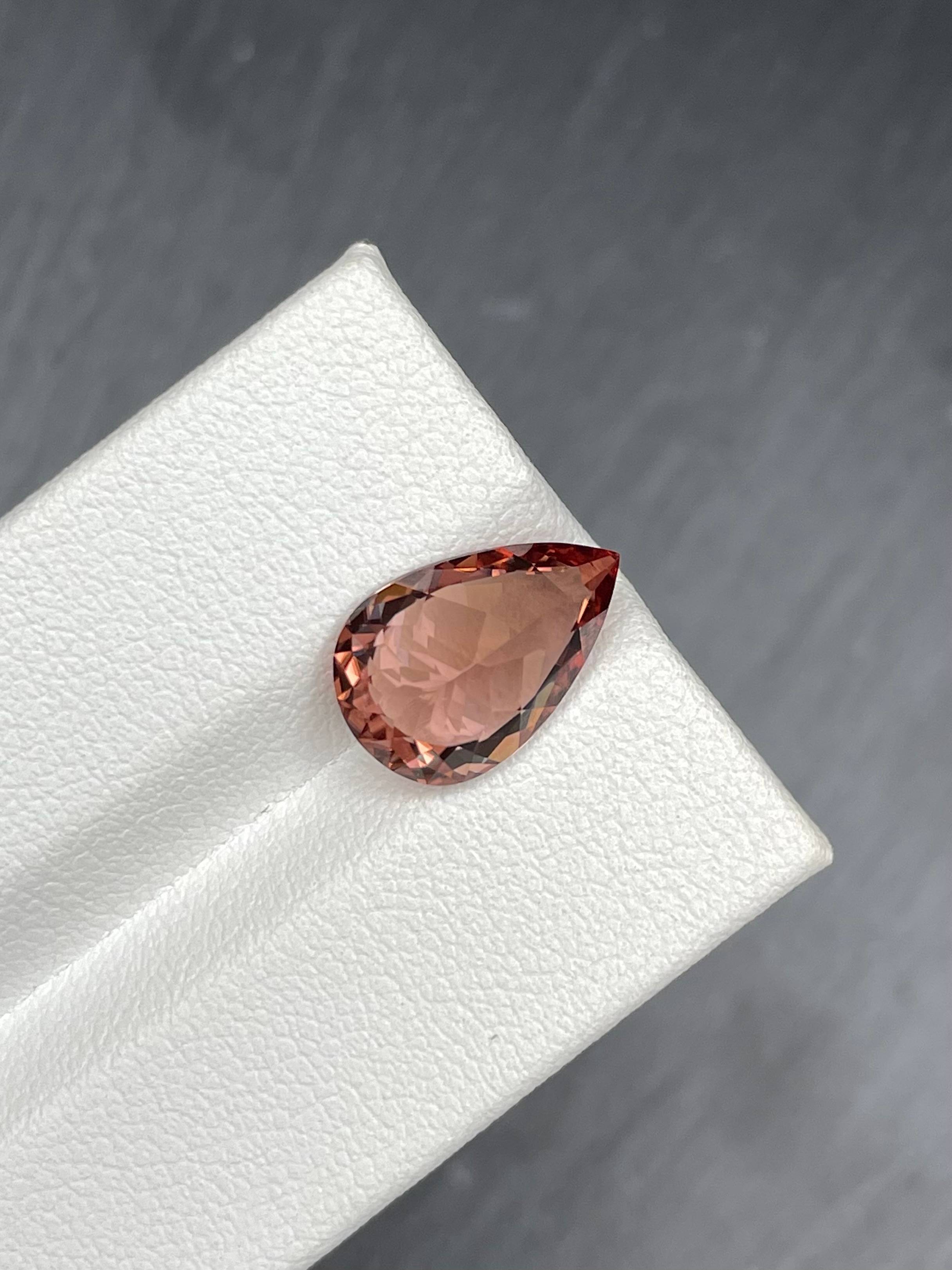 pink zircon, 4.93ct pear cut — view 6