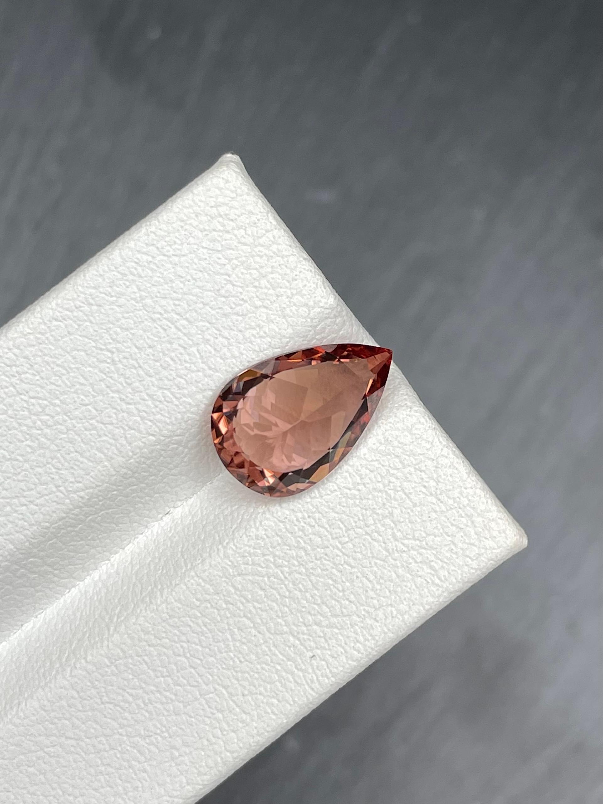 pink zircon, 4.93ct pear cut — view 6