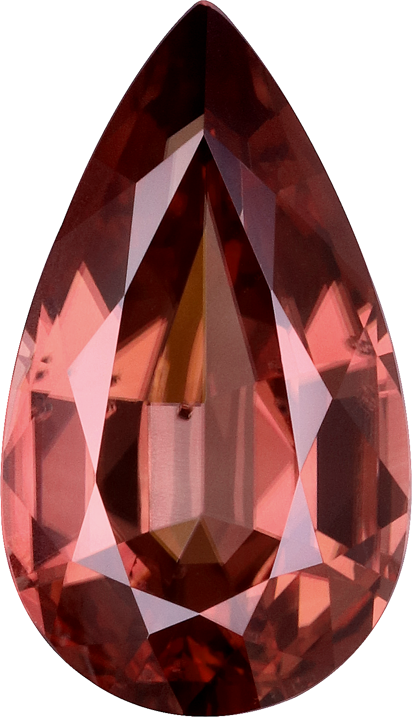 Pear cut zircon, 13.77 by 7.88 mm, shown at actual size