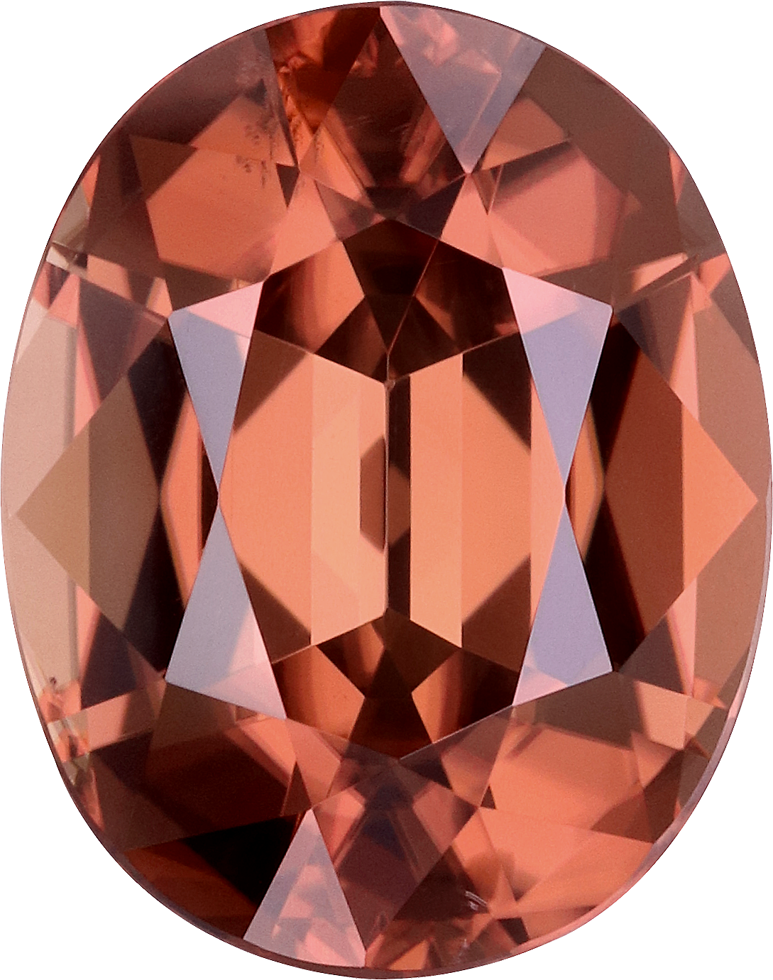 Oval cut zircon, 10.95 by 8.62 mm, shown at actual size