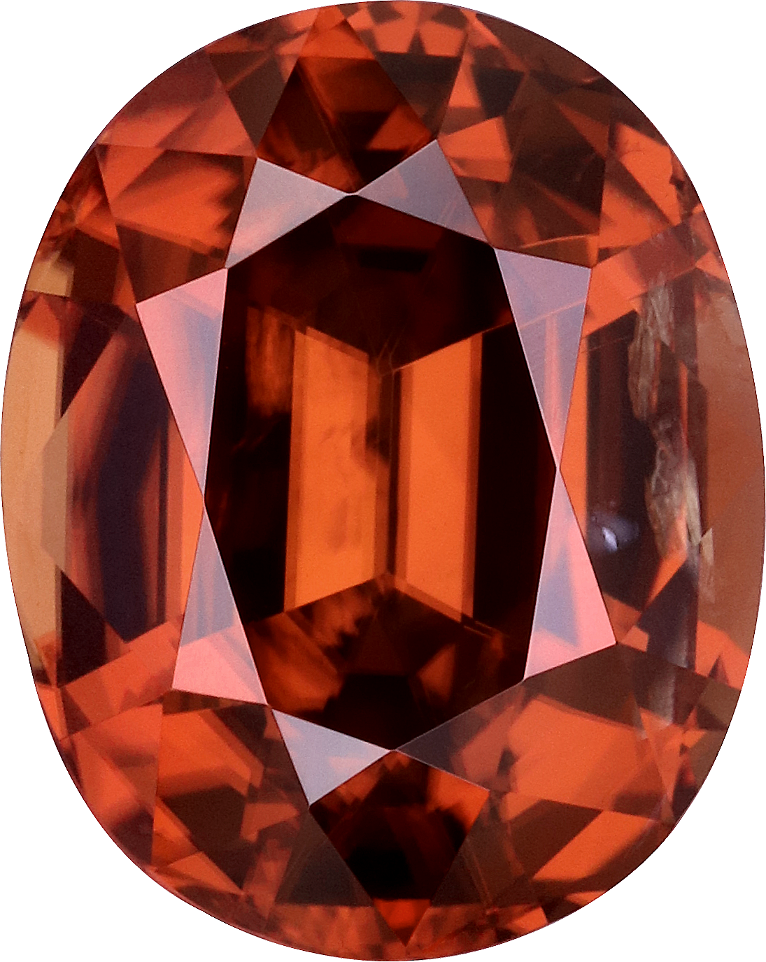 Oval cut zircon, 10.89 by 8.63 mm, shown at actual size
