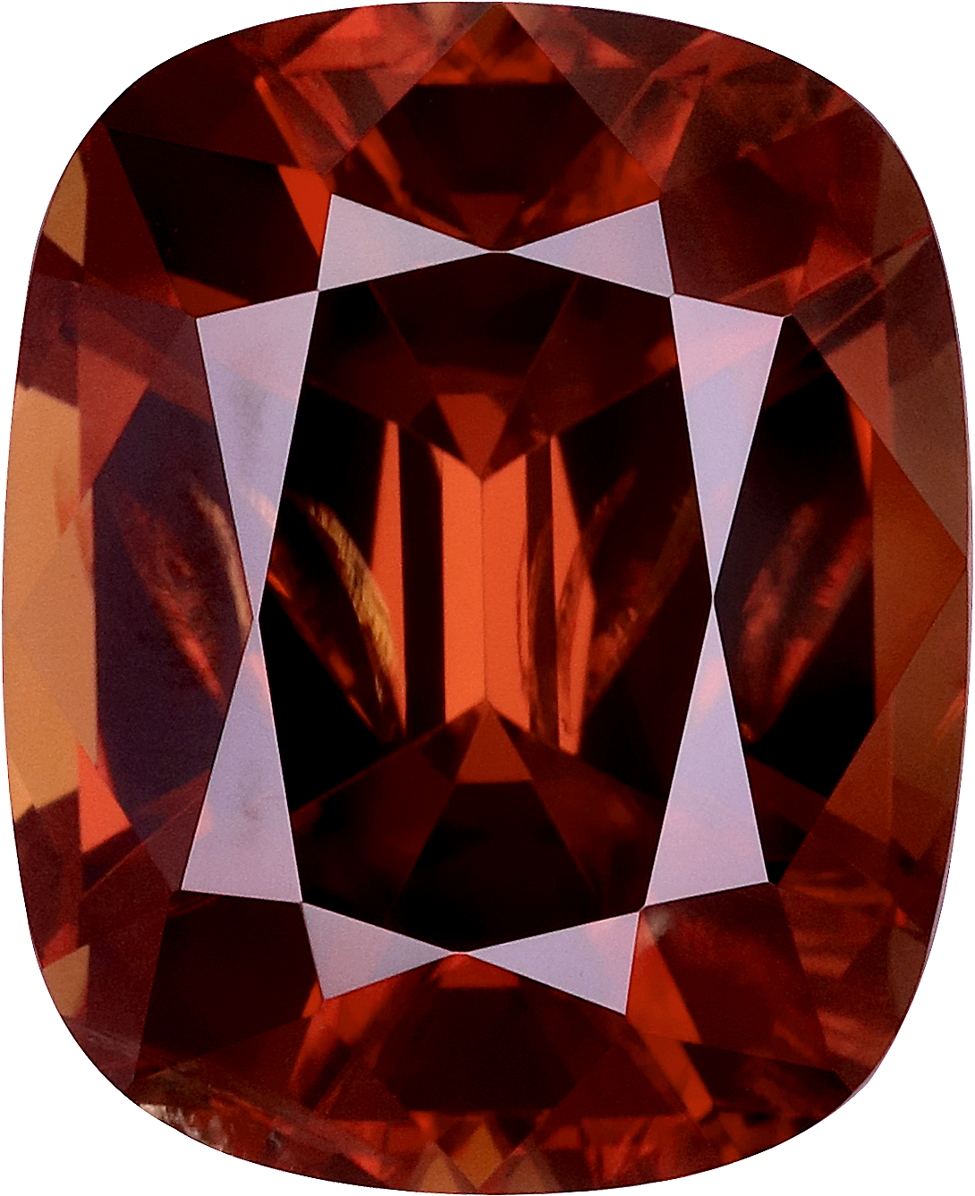 Cushion cut zircon, 12.56 by 10.19 mm, shown at actual size