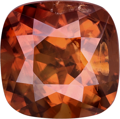 Cushion cut zircon, 10.58 by 10.51 mm, shown at actual size