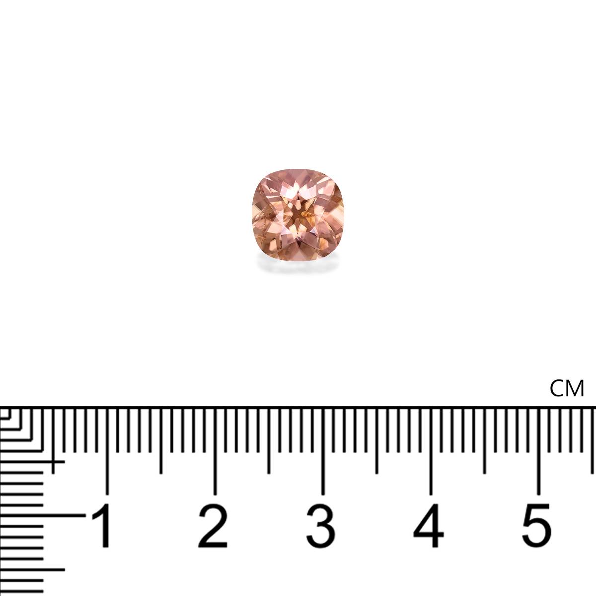 peach pink pink zircon, 3.4ct cushion cut — view 4