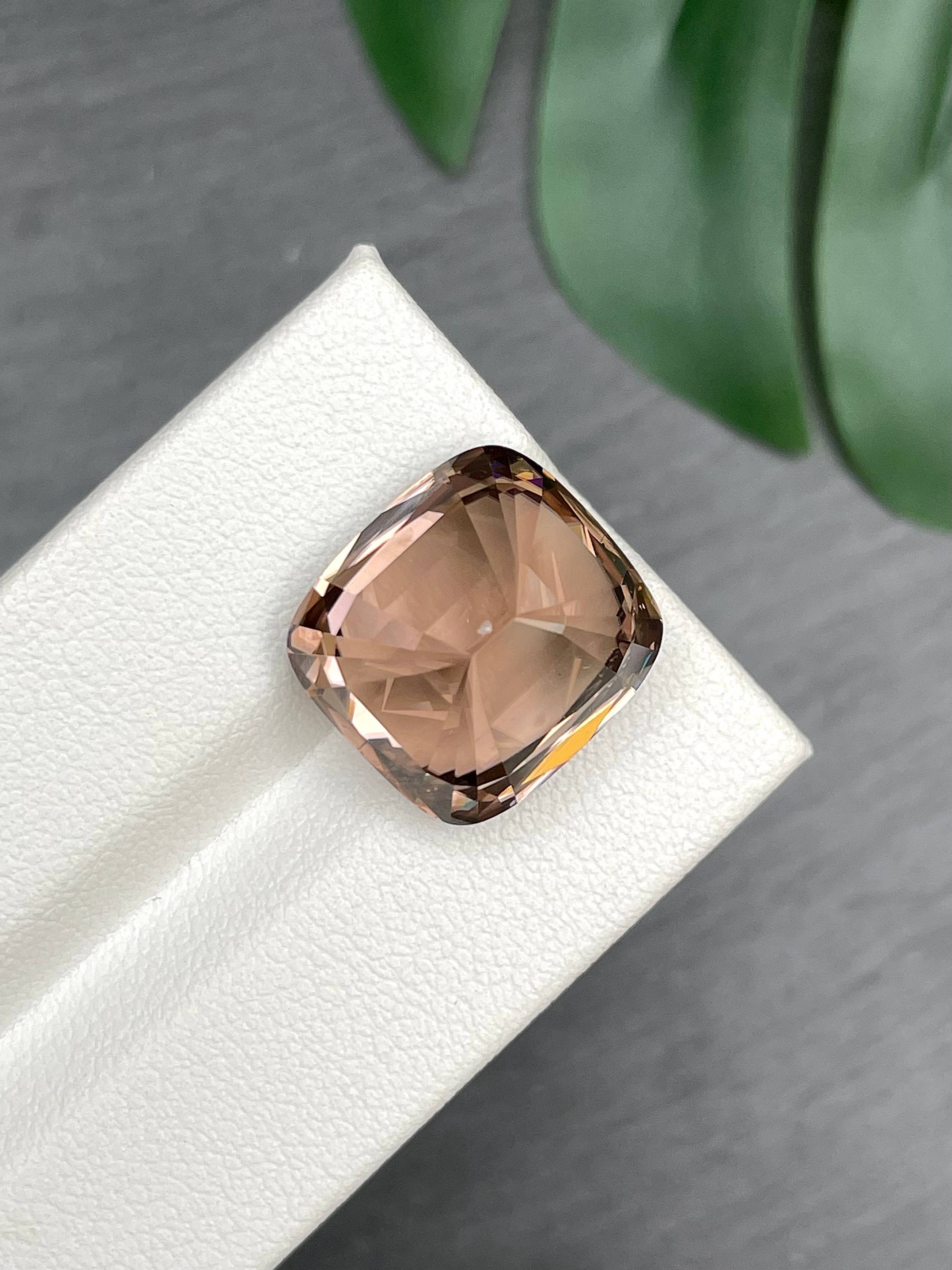 sepia tan zircon, 22.64ct cushion cut — view 6