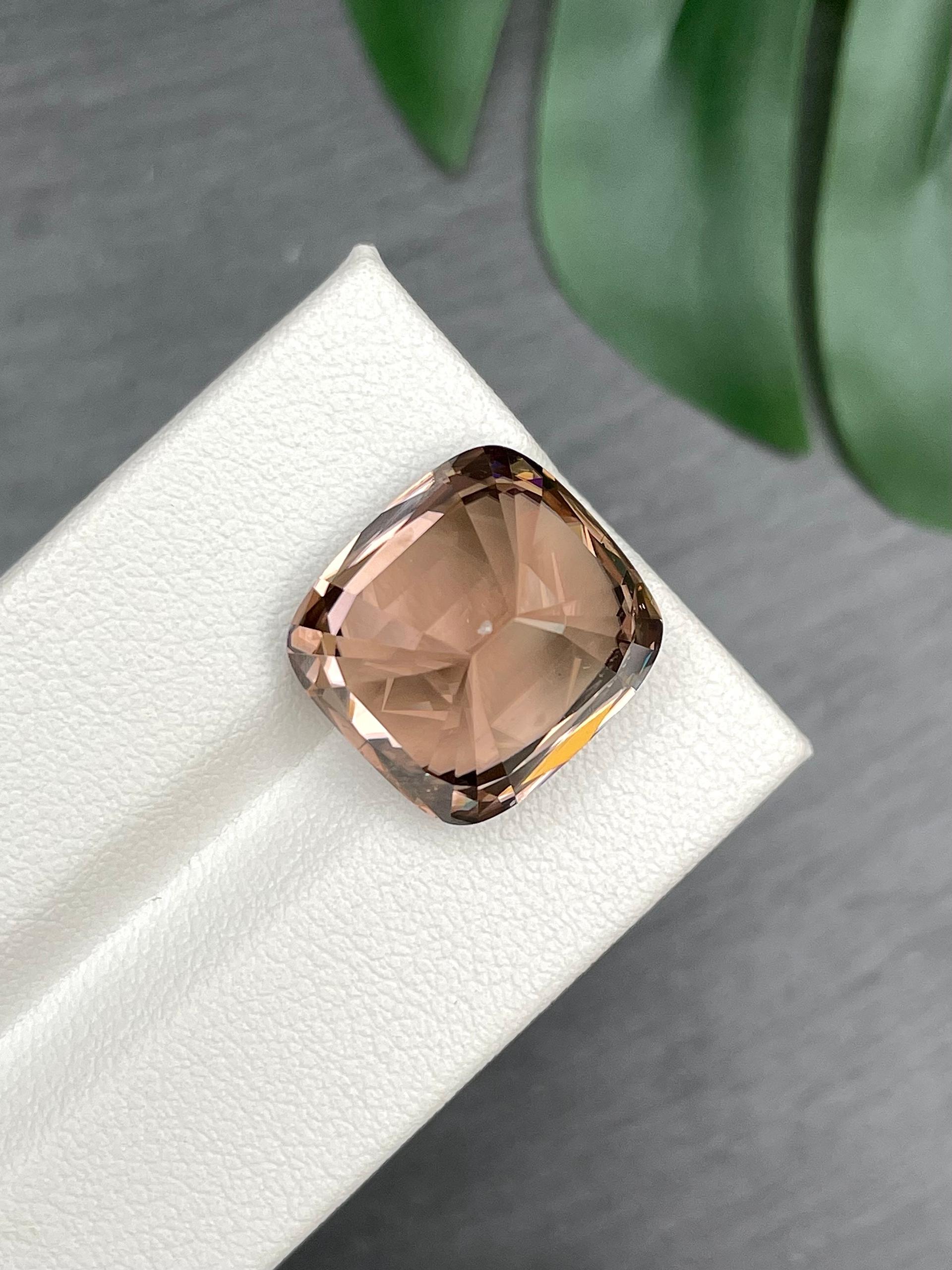 sepia tan zircon, 22.64ct cushion cut — view 6