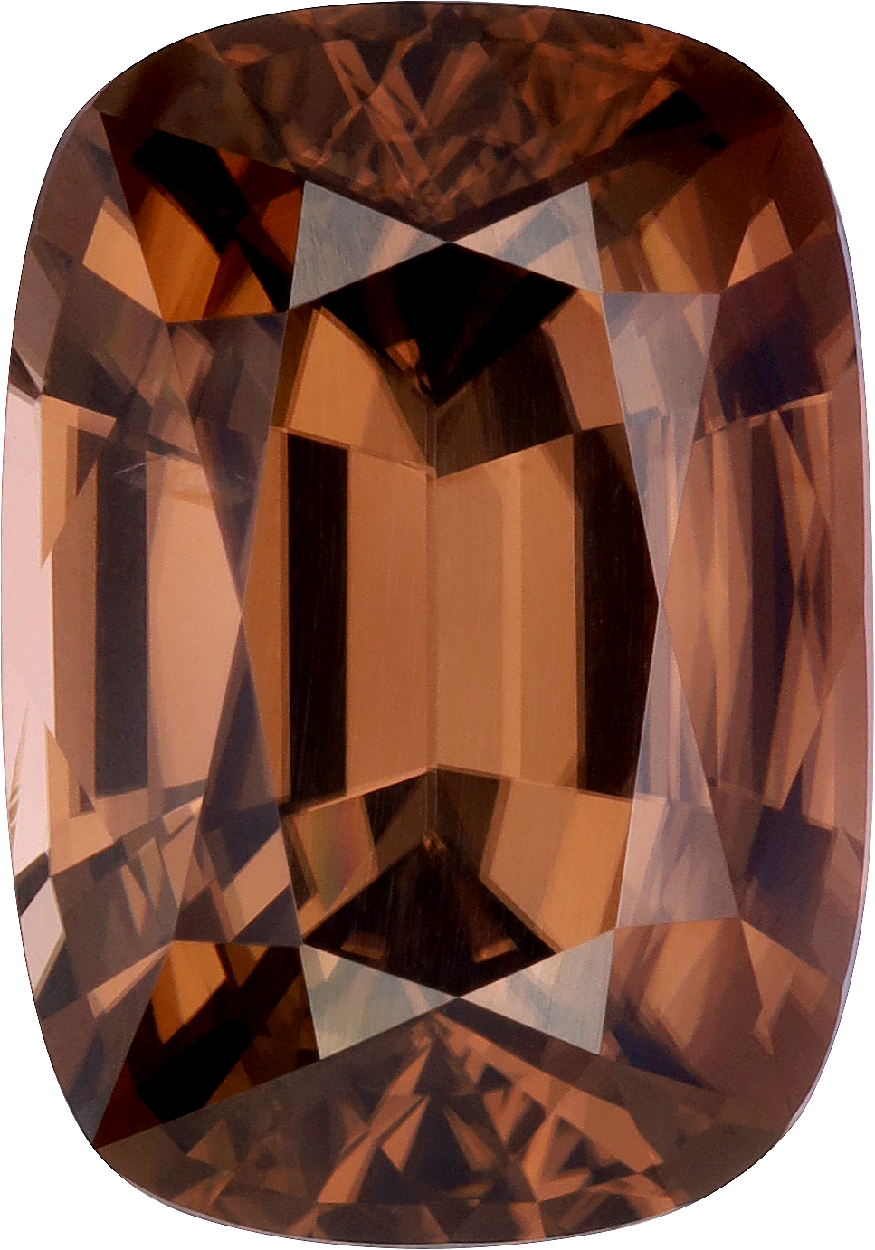 Cushion cut zircon, 15.98 by 11.22 mm, shown at actual size