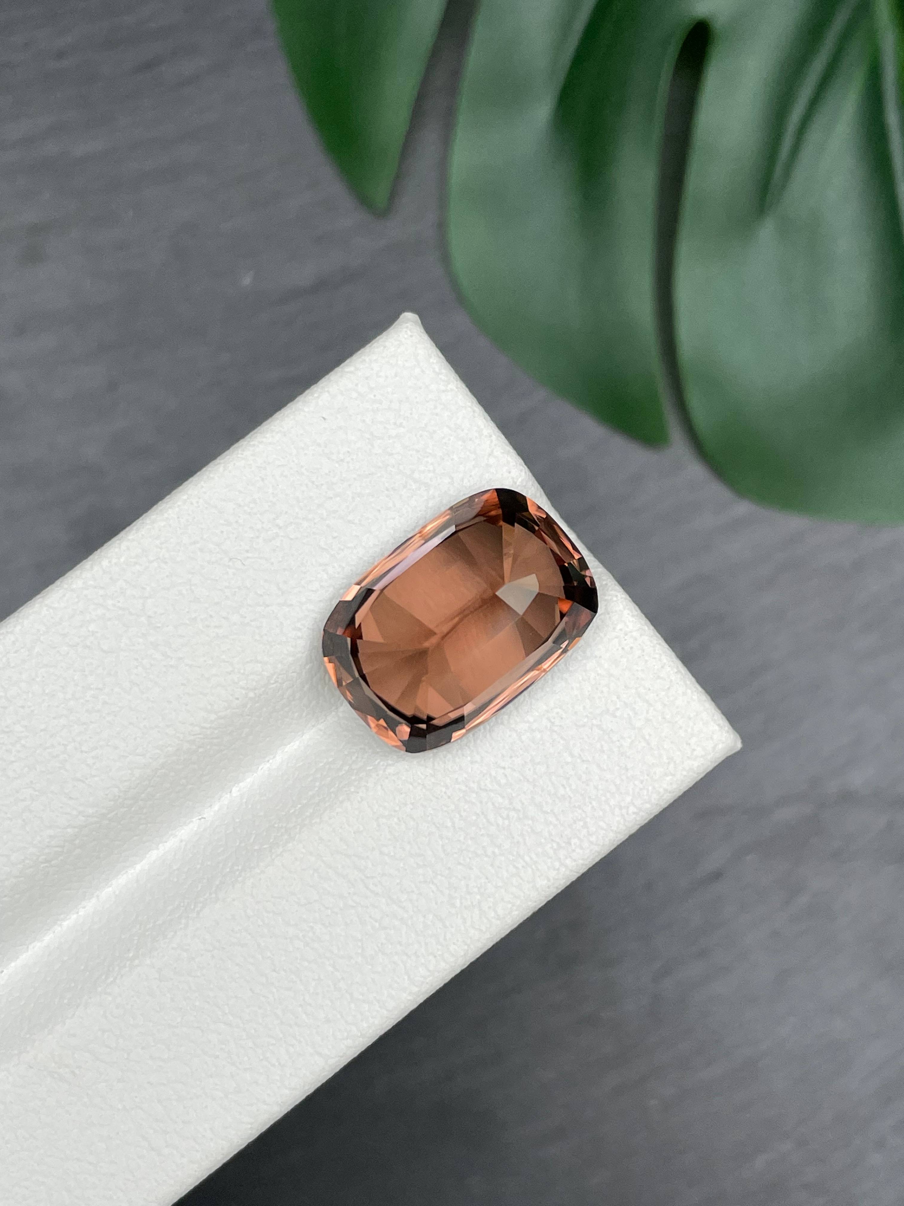 cinnamon brown zircon, 15.13ct cushion cut — view 6