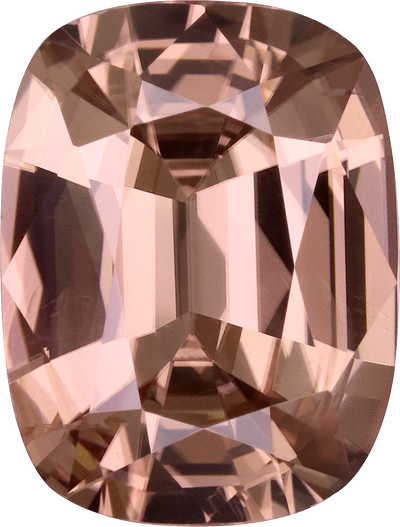 Cushion cut zircon, 8.74 by 6.62 mm, shown at actual size