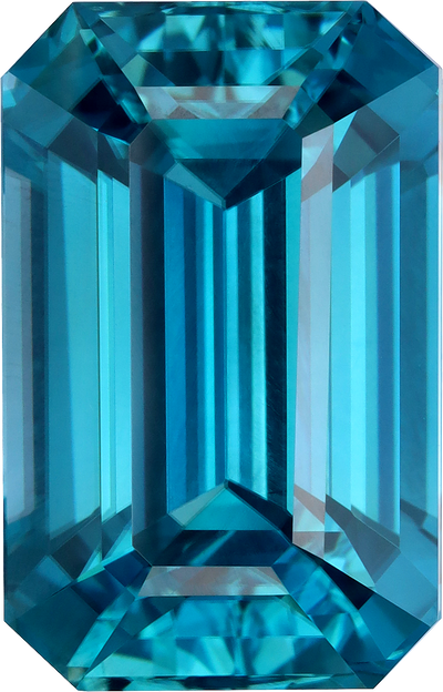 Rectangular cut zircon, 14.93 by 9.57 mm, shown at actual size
