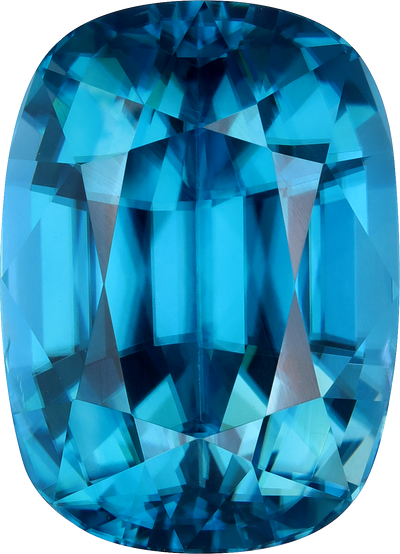 Cushion cut zircon, 14.76 by 10.65 mm, shown at actual size