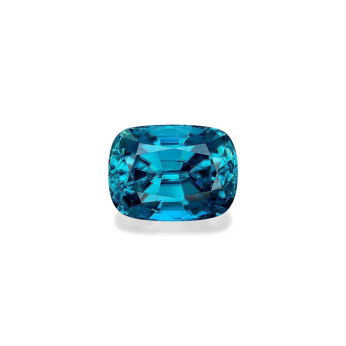blue blue zircon, 43.3ct cushion cut — main view